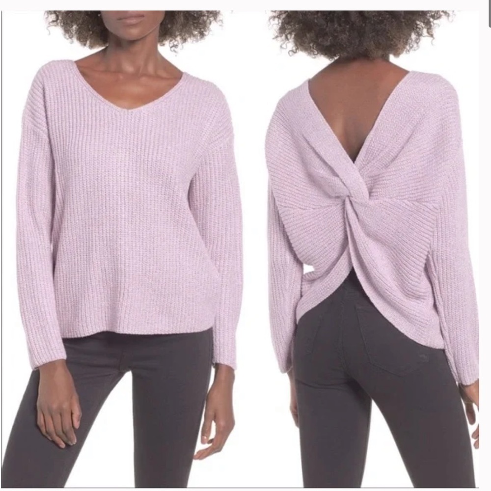 ASTR The Label Lavender Twist Back Long Sleeve Lavender  Sweater Sz S